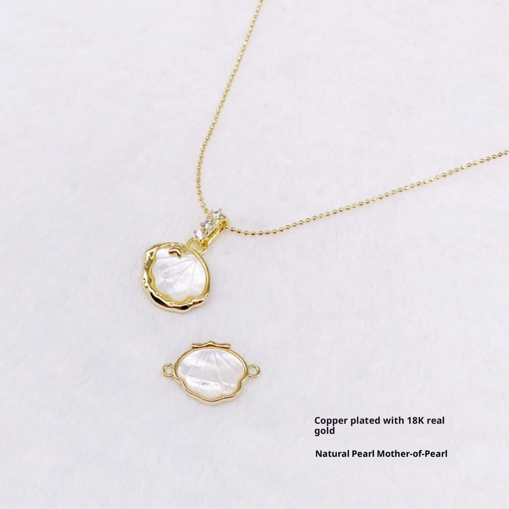 Diy Ornament Accessories Copper Plating 18K Gold Pearl Shell Necklace Bracelet Single And Double Charm