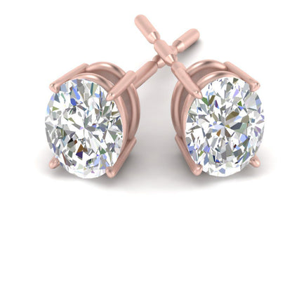 Classic Four Prong Oval Diamond Solitaire Stud Earrings [IGI Certified]