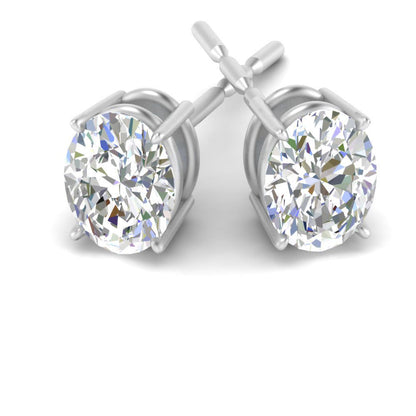 Classic Four Prong Oval Diamond Solitaire Stud Earrings [IGI Certified]