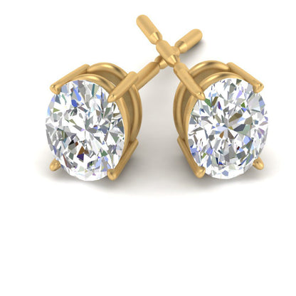 Classic Four Prong Oval Diamond Solitaire Stud Earrings [IGI Certified]