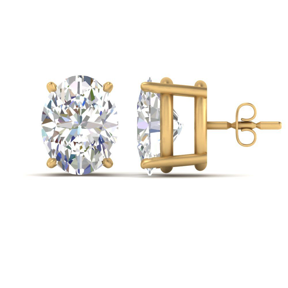 Classic Four Prong Oval Diamond Solitaire Stud Earrings [IGI Certified]