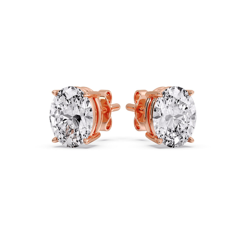 Classic Four Prong Oval Diamond Solitaire Stud Earrings [IGI Certified]