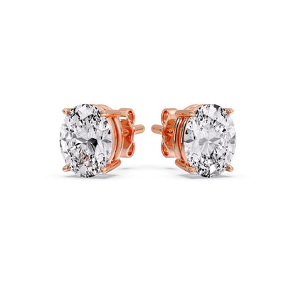 Classic Four Prong Oval Diamond Solitaire Stud Earrings [IGI Certified]