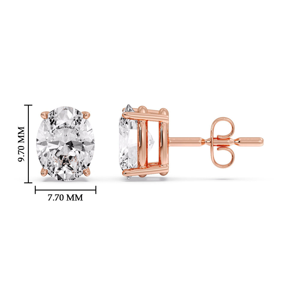 Classic Four Prong Oval Diamond Solitaire Stud Earrings [IGI Certified]