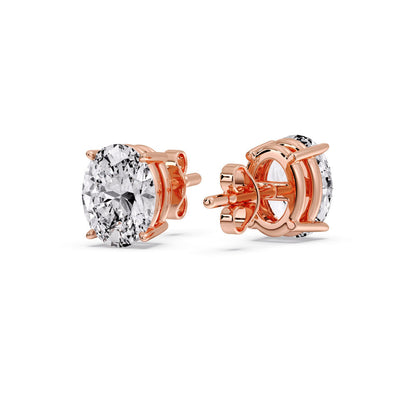 Classic Four Prong Oval Diamond Solitaire Stud Earrings [IGI Certified]