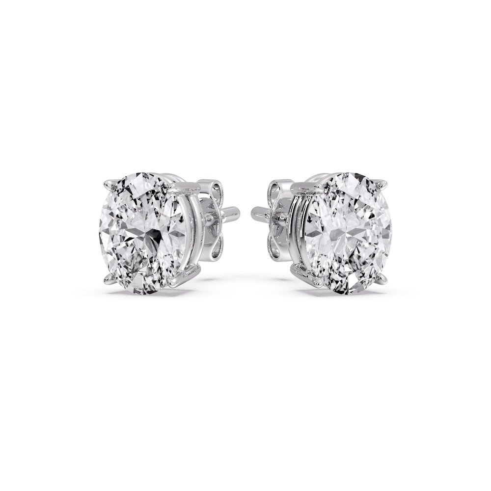 Classic Four Prong Oval Diamond Solitaire Stud Earrings [IGI Certified]