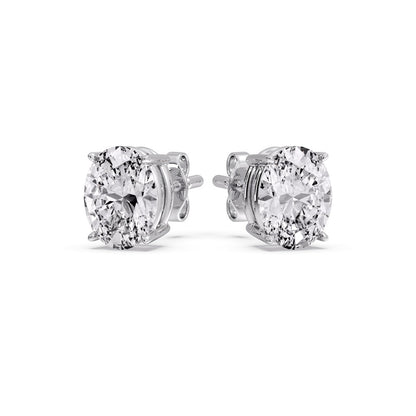 Classic Four Prong Oval Diamond Solitaire Stud Earrings [IGI Certified]