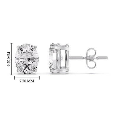 Classic Four Prong Oval Diamond Solitaire Stud Earrings [IGI Certified]