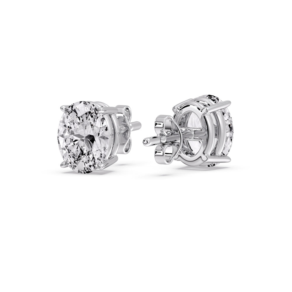 Classic Four Prong Oval Diamond Solitaire Stud Earrings [IGI Certified]