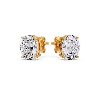 Classic Four Prong Oval Diamond Solitaire Stud Earrings [IGI Certified]