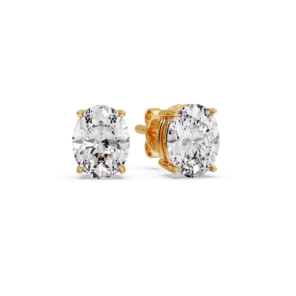 Classic Four Prong Oval Diamond Solitaire Stud Earrings [IGI Certified]