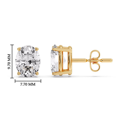 Classic Four Prong Oval Diamond Solitaire Stud Earrings [IGI Certified]