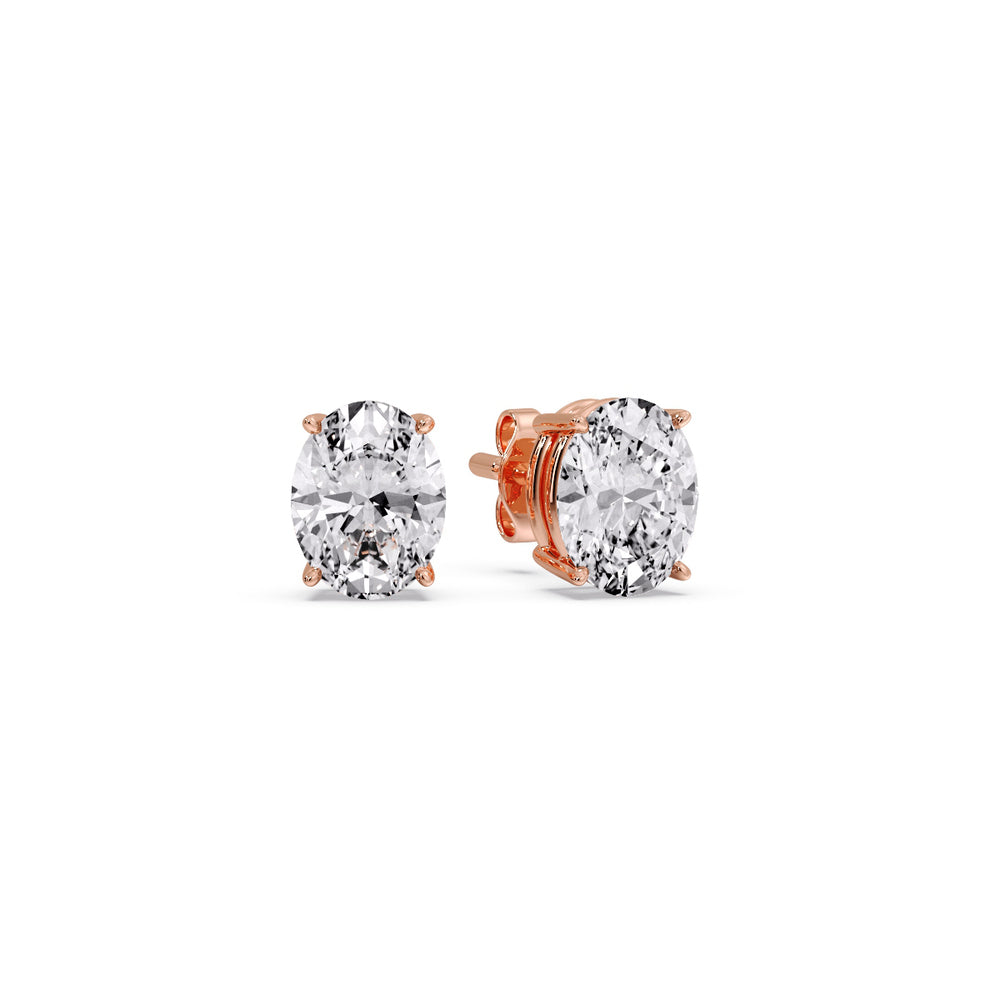 Classic Four Prong Oval Diamond Solitaire Stud Earrings [IGI Certified]