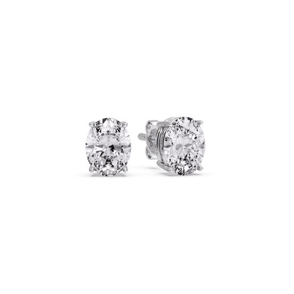 Classic Four Prong Oval Diamond Solitaire Stud Earrings [IGI Certified]