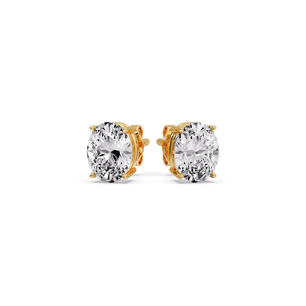 Classic Four Prong Oval Diamond Solitaire Stud Earrings [IGI Certified]
