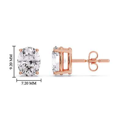 Classic Four Prong Oval Diamond Solitaire Stud Earrings [IGI Certified]