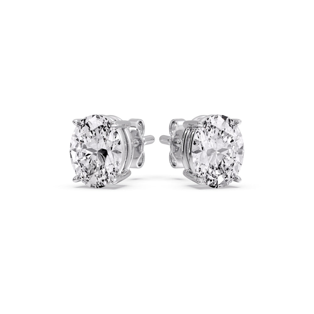 Classic Four Prong Oval Diamond Solitaire Stud Earrings [IGI Certified]
