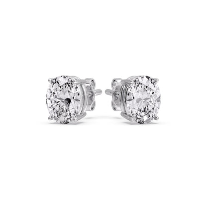Classic Four Prong Oval Diamond Solitaire Stud Earrings [IGI Certified]