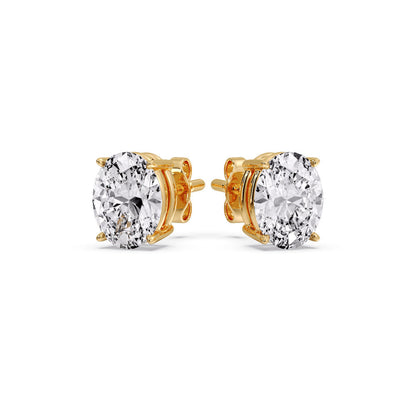 Classic Four Prong Oval Diamond Solitaire Stud Earrings [IGI Certified]