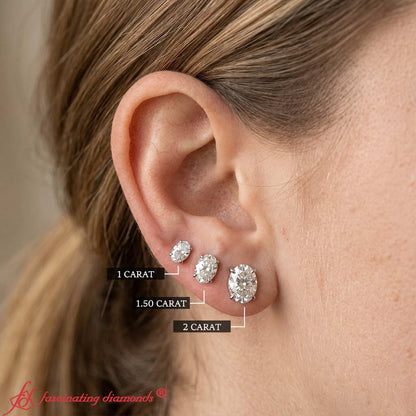 Classic Four Prong Oval Diamond Solitaire Stud Earrings [IGI Certified]