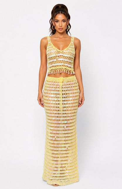 Mint Oasis Swimwear Coverup Skirt Set- Yellow