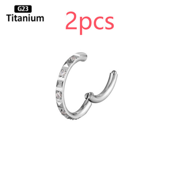 Inlaid 5A Zircon G23 Titanium Alloy Closed Nose Ring