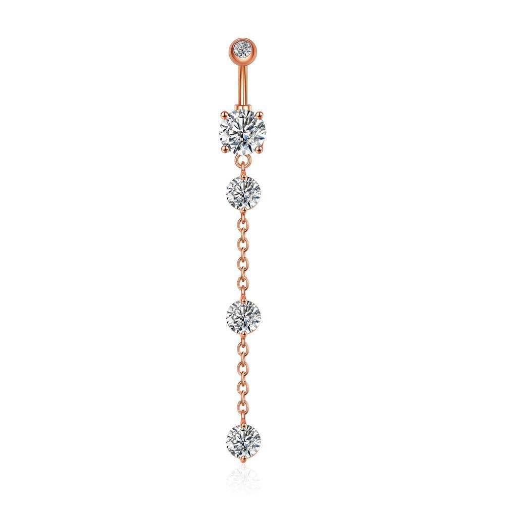 Zircon Tassel Belly Ring Navel Stud Piercing Jewelry