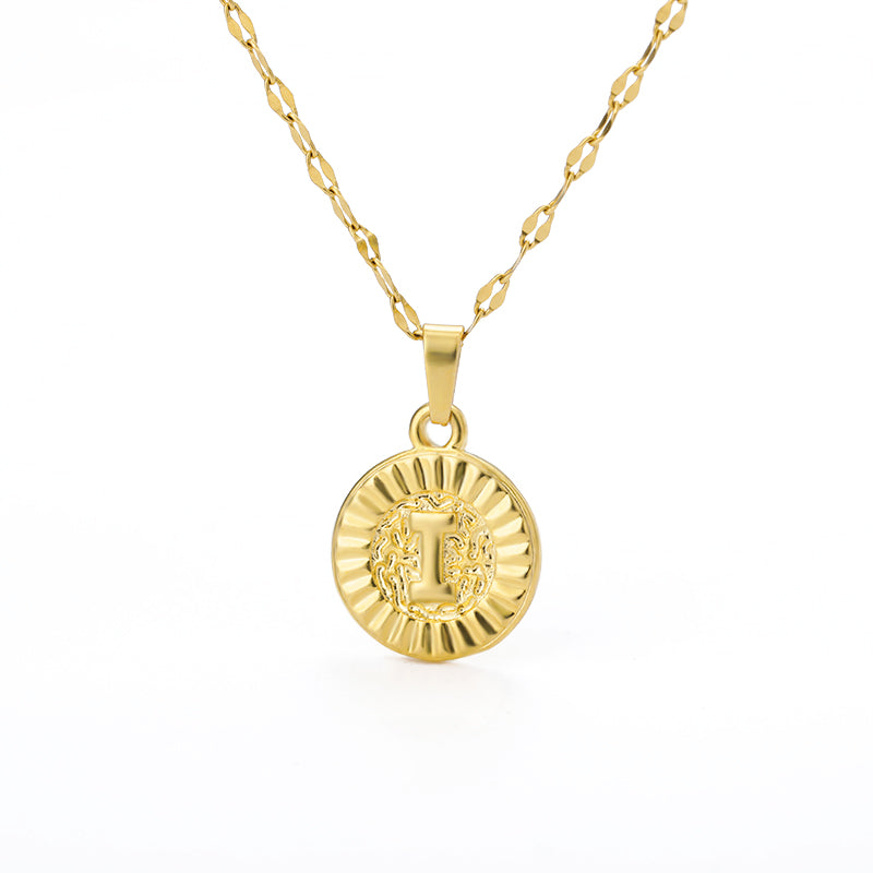 English Alphabet Disc Necklace Women And Men