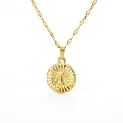 English Alphabet Disc Necklace Women And Men