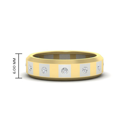 Bezel Round Mens Wedding Ring