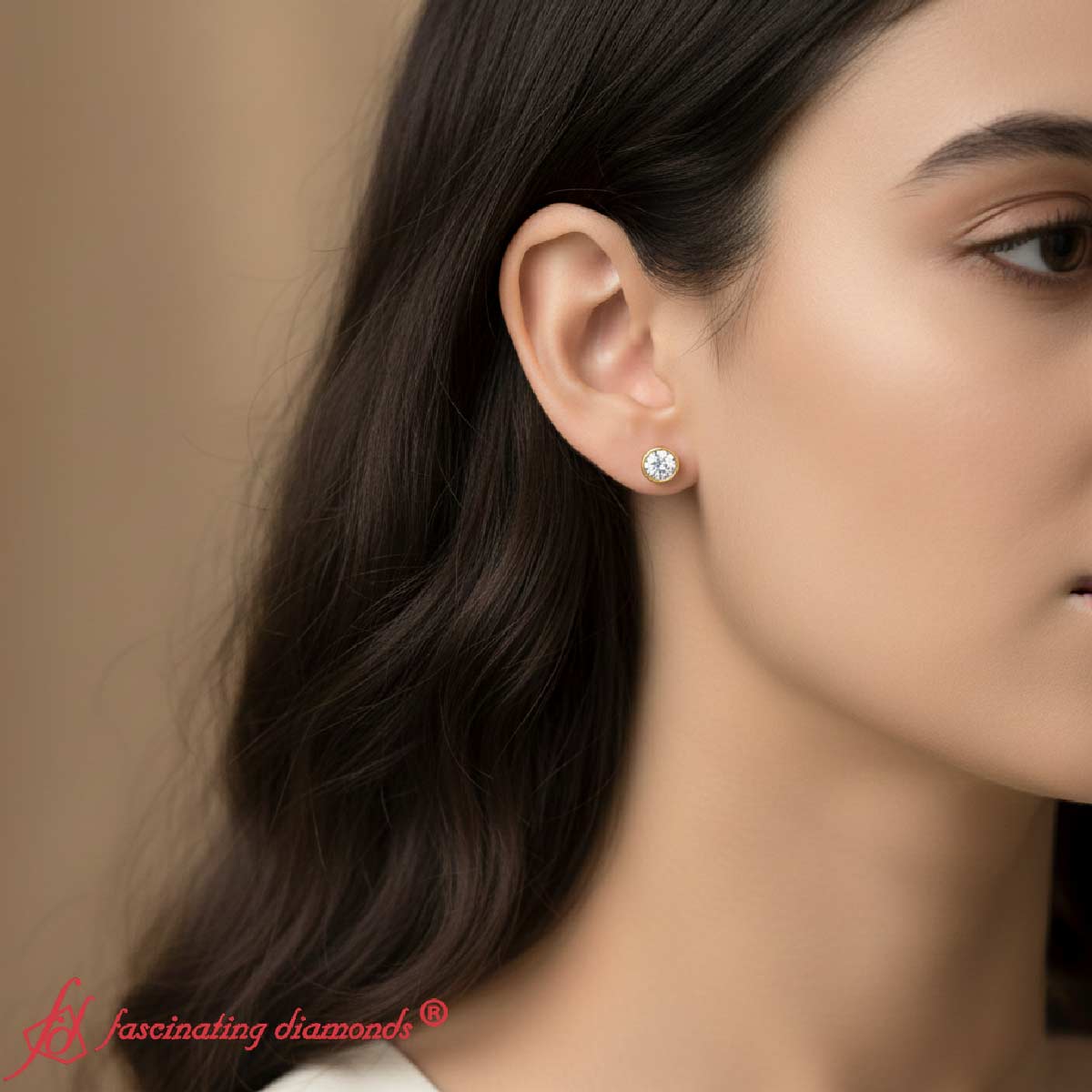 Bezel-Set Brilliant Round Diamond Solitaire Stud Earrings [IGI Certified]