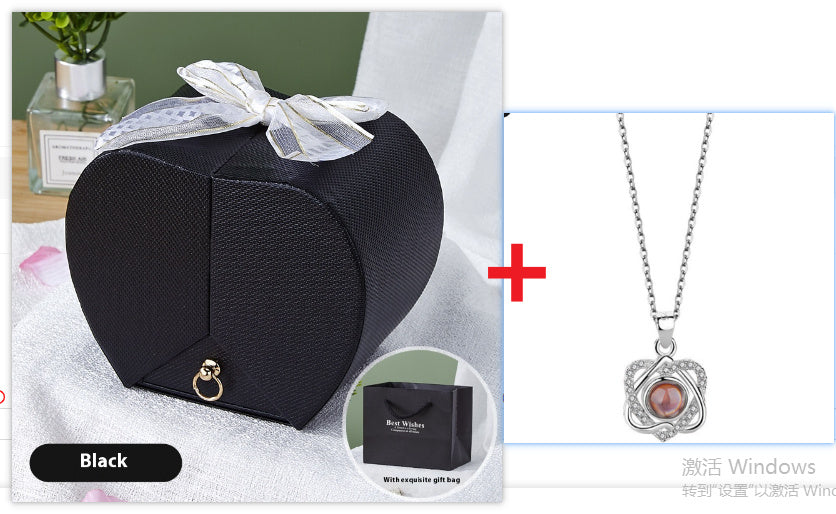 Apple Rose Jewelry Box Necklace Ring Ornament For Friends Christmas Valentine's Day