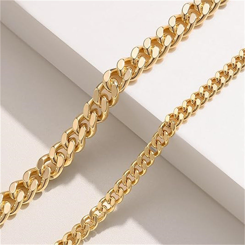 Simple Fashion Double Layer Cuban Link Chain Anklet