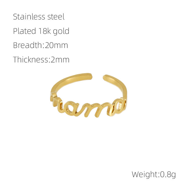 New Stainless Steel English Letters Ring