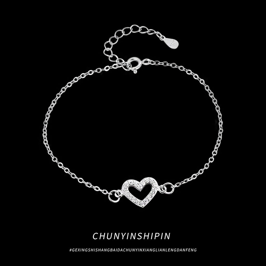 S925 Sterling Silver Diamond Love Anklet