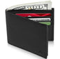 Genuine Leather Bifold Wallet – Flip-Up ID Window, RFID Blocking