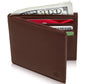 Genuine Leather Bifold Wallet – Flip-Up ID Window, RFID Blocking