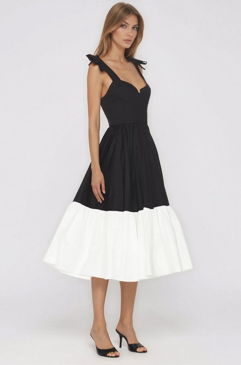 Catalina Midi Dress – Black/Beige (Final Sale)