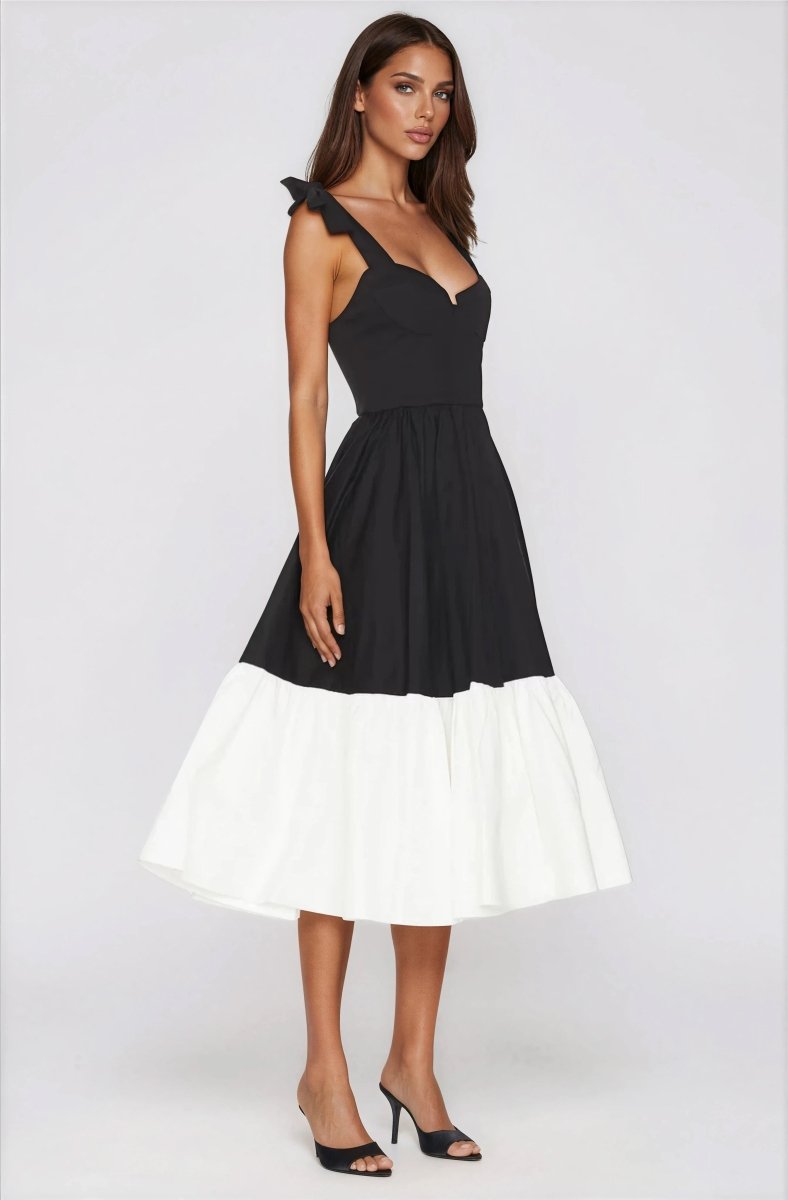 Catalina Midi Dress – Black/Beige (Final Sale)