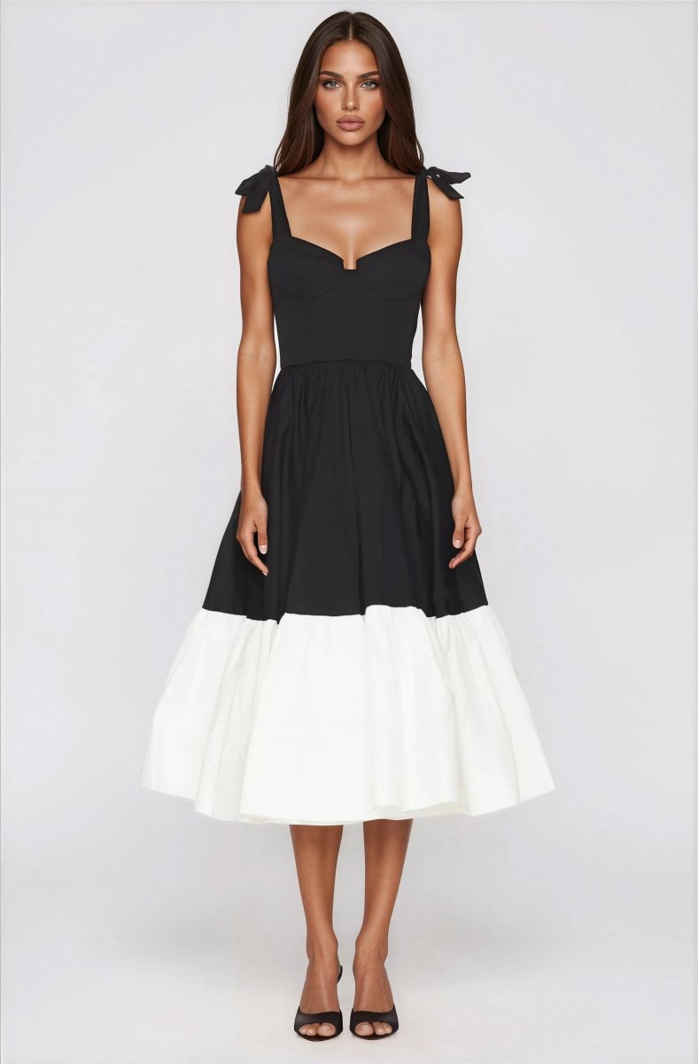 Catalina Midi Dress – Black/Beige (Final Sale)
