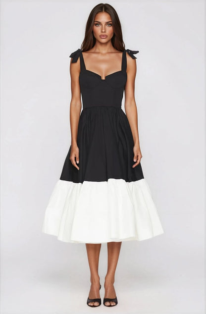 Catalina Midi Dress – Black/Beige (Final Sale)