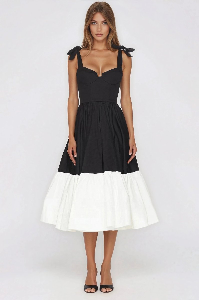 Catalina Midi Dress – Black/Beige (Final Sale)