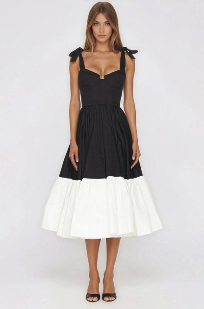 Catalina Midi Dress – Black/Beige (Final Sale)
