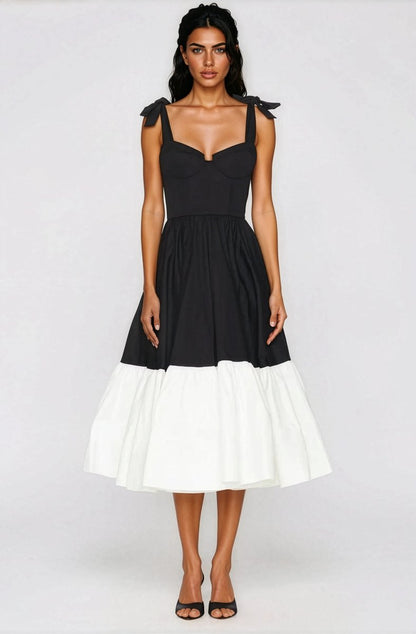 Catalina Midi Dress – Black/Beige (Final Sale)