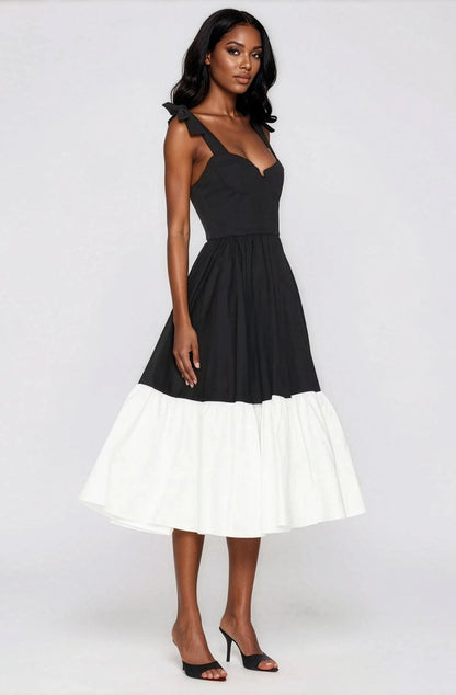 Catalina Midi Dress – Black/Beige (Final Sale)
