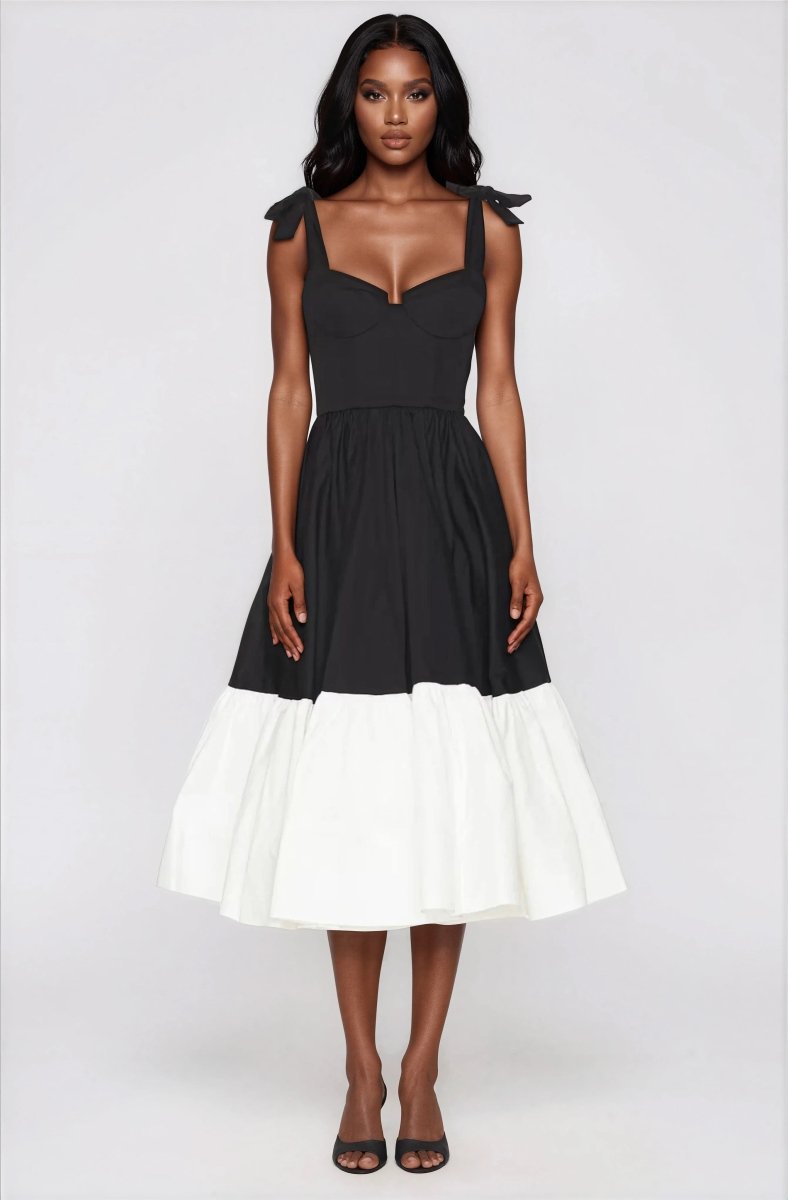 Catalina Midi Dress – Black/Beige (Final Sale)