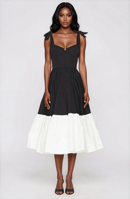 Catalina Midi Dress – Black/Beige (Final Sale)