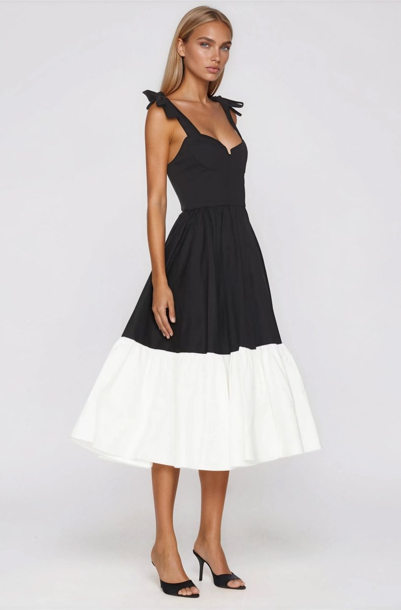 Catalina Midi Dress – Black/Beige (Final Sale)
