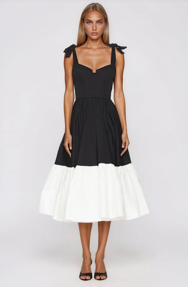 Catalina Midi Dress – Black/Beige (Final Sale)