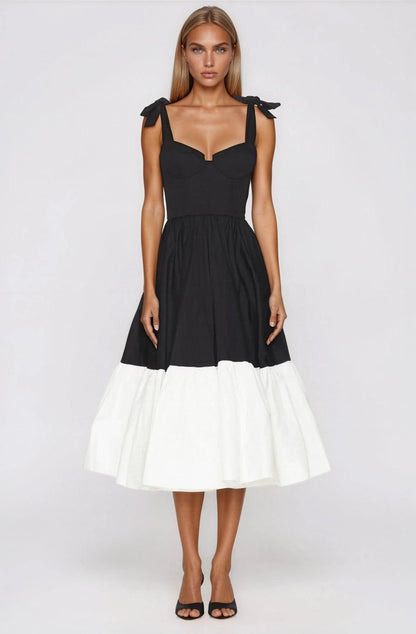 Catalina Midi Dress – Black/Beige (Final Sale)